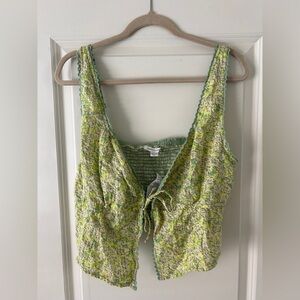 NWT American Eagle Tie-Front Corset Floral Tank Top - XL